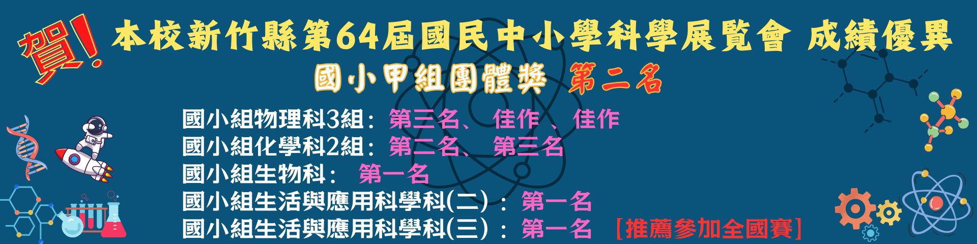 Link to 本校新竹縣第64屆國民中小學科學展覧會 成績優異